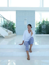 Load image into Gallery viewer, Foil Signature Fuss Free Printed Capri 7/8 Stretch Trapeze Trousers - Club Med - Boutique on the Green