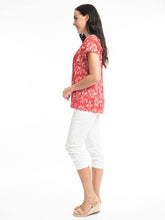 Load image into Gallery viewer, Orientique Giza Red Printed Organic Cotton Crinkle Pintuck Woven Blouse - Boutique on the Green