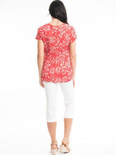 Load image into Gallery viewer, Orientique Giza Red Printed Organic Cotton Crinkle Pintuck Woven Blouse - Boutique on the Green