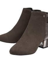 Load image into Gallery viewer, Lotus Grey Cassandra Microfibre Heeled Ankle Boot With Mottled Heel Trim & Buckle - Boutique on the Green