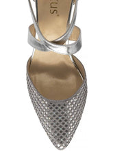 Load image into Gallery viewer, Lotus Sophia Silver Diamante & Laser Cut Pointed Toe Crossover Court Shoe - Boutique on the Green