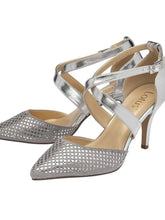 Load image into Gallery viewer, Lotus Sophia Silver Diamante & Laser Cut Pointed Toe Crossover Court Shoe - Boutique on the Green