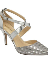 Load image into Gallery viewer, Lotus Sophia Silver Diamante & Laser Cut Pointed Toe Crossover Court Shoe - Boutique on the Green