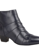 Load image into Gallery viewer, Lotus Tara Navy Leather Pleated Heeled Ankle Boot - Boutique on the Green