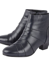 Load image into Gallery viewer, Lotus Tara Navy Leather Pleated Heeled Ankle Boot - Boutique on the Green