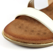 Load image into Gallery viewer, Lunar Arden White Strappy Wedge Open Toe Sandal With Gold Piping Detail - Boutique on the Green