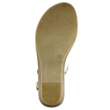 Load image into Gallery viewer, Lunar Arden White Strappy Wedge Open Toe Sandal With Gold Piping Detail - Boutique on the Green