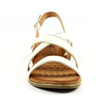 Load image into Gallery viewer, Lunar Arden White Strappy Wedge Open Toe Sandal With Gold Piping Detail - Boutique on the Green