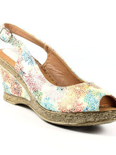 Load image into Gallery viewer, Lunar Doretta White & Multi Colour Speckled Peep Toe Slingback Wedge Sandal - Boutique on the Green