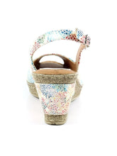 Load image into Gallery viewer, Lunar Doretta White & Multi Colour Speckled Peep Toe Slingback Wedge Sandal - Boutique on the Green