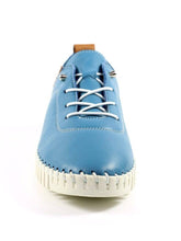 Load image into Gallery viewer, Lunar Flamborough Mid Blue Leather Mock Lace Up Plimsoll - Boutique on the Green