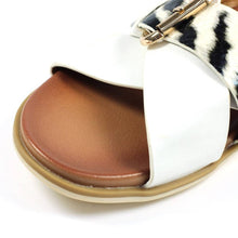 Load image into Gallery viewer, Lunar Reese White Animal Trim Slip On Mule Sandal - Boutique on the Green