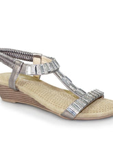 Load image into Gallery viewer, Lunar Reynolds Rhinestone Open Toe Wedge Sandal - Boutique on the Green