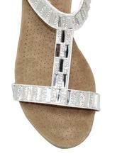 Load image into Gallery viewer, Lunar Reynolds Rhinestone Open Toe Wedge Sandal - Boutique on the Green