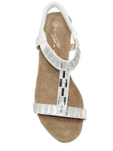 Load image into Gallery viewer, Lunar Reynolds Rhinestone Open Toe Wedge Sandal - Boutique on the Green