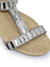 Load image into Gallery viewer, Lunar Reynolds Rhinestone Open Toe Wedge Sandal - Boutique on the Green