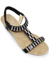 Load image into Gallery viewer, Lunar Reynolds Rhinestone Open Toe Wedge Sandal - Boutique on the Green