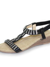 Load image into Gallery viewer, Lunar Reynolds Rhinestone Open Toe Wedge Sandal - Boutique on the Green