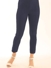 Load image into Gallery viewer, Navy Pomodoro 7/8 stretch Bengaline trousers with front view, slim fit and tailored design.