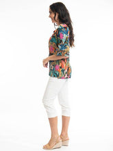 Load image into Gallery viewer, Orientique Paphos Multi Print 3/4 Sleeve Bohemian Style Crinkle Woven Blouse - Boutique on the Green