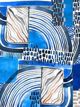 Load image into Gallery viewer, Orientique Alberobello Blue Abstract Print Organic Cotton Sleeveless Bubble Dress - Boutique on the Green