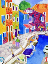 Load image into Gallery viewer, Orientique Burano Blue Boats Printed Sleeveless Woven Shift Dress - Boutique on the Green