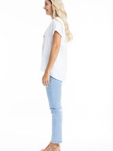 Load image into Gallery viewer, Orientique White Summer Print Cotton Blend Diamante Trim T-Shirt - Boutique on the Green
