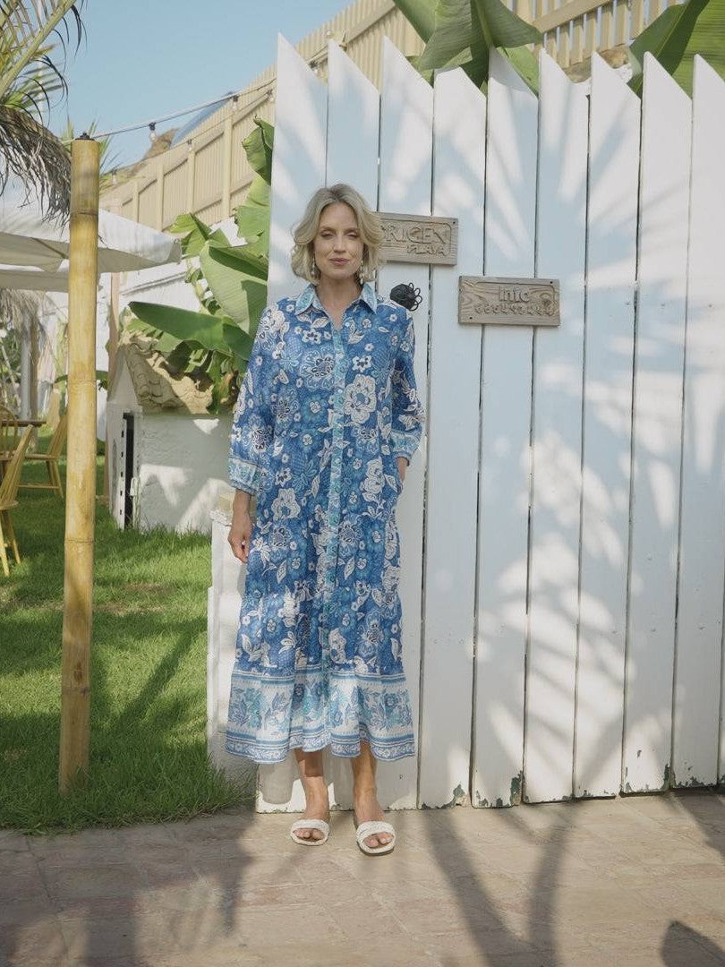 Pomodoro Batik Border Pure Cotton Voile Tiered Midi Dress Pomodoro Batik Border Pure Cotton Voile Tiered Midi Dress
