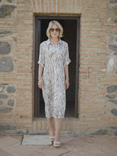 Load image into Gallery viewer, Pomodoro Mink Panama Print Crepe Shirt Tiered Midi Dress - Boutique on the Green