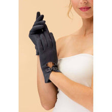Load image into Gallery viewer, Powder Faux Suede Suki Gloves With Cornelli Trim - Slate - Boutique on the Green
