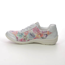 Load image into Gallery viewer, Remonte Leather Silver Floral Lace & Zip Trainer With Fabric Side Panels - Boutique on the Green