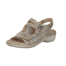 Load image into Gallery viewer, Remonte metallic stretch fabric triple velcro strap comfort sandal - Boutique on the Green