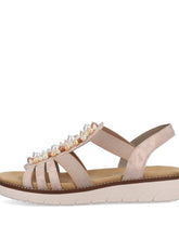 Load image into Gallery viewer, Remonte Rose Metallic Multi Pearl Decorative Front Elasticated Open Toe Comfort Sandal - Boutique on the Green