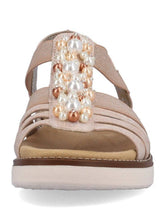 Load image into Gallery viewer, Remonte Rose Metallic Multi Pearl Decorative Front Elasticated Open Toe Comfort Sandal - Boutique on the Green