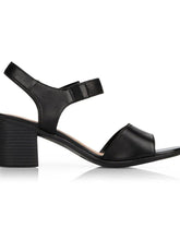 Load image into Gallery viewer, Remonte black leather buckle trim block heel sandal - Boutique on the Green