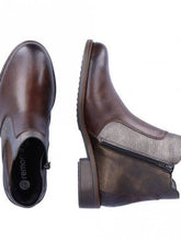 Load image into Gallery viewer, Remonte Leather Brown Cheslsea Boot Style With Moc Croc Trim - Boutique on the Green