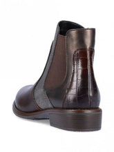 Load image into Gallery viewer, Remonte Leather Brown Cheslsea Boot Style With Moc Croc Trim - Boutique on the Green