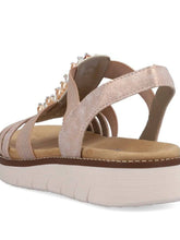 Load image into Gallery viewer, Remonte Rose Metallic Multi Pearl Decorative Front Elasticated Open Toe Comfort Sandal - Boutique on the Green