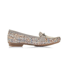 Load image into Gallery viewer, Rieker multi coloured slip on moccasin style shoe with front buckle - Boutique on the Green