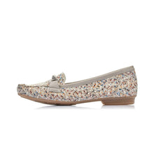 Load image into Gallery viewer, Rieker multi coloured slip on moccasin style shoe with front buckle - Boutique on the Green