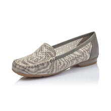 Load image into Gallery viewer, Rieker grey leather cut out slip on moccasin shoe - Boutique on the Green