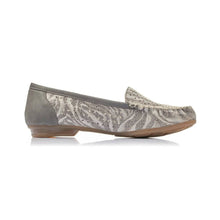 Load image into Gallery viewer, Rieker grey leather cut out slip on moccasin shoe - Boutique on the Green