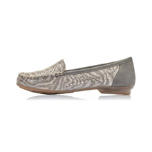 Load image into Gallery viewer, Rieker grey leather cut out slip on moccasin shoe - Boutique on the Green