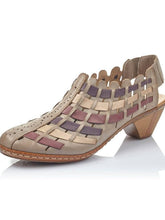 Load image into Gallery viewer, Rieker soft leather interweave slingback heel sandal - Boutique on the Green