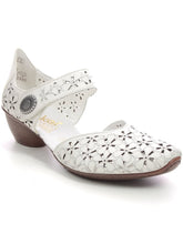 Load image into Gallery viewer, Rieker Leather Punch Out Mary Jane Style Closed Toe Heeled Shoe - Boutique on the Green