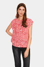 Load image into Gallery viewer, Saint Tropez Blancasz Adele Hibiscus Refresh Animal Print Cap Sleeve Woven Top With Beaded Trim At Shoulder - Boutique on the Green