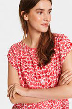 Load image into Gallery viewer, Saint Tropez Blancasz Adele Hibiscus Refresh Animal Print Cap Sleeve Woven Top With Beaded Trim At Shoulder - Boutique on the Green