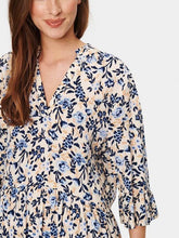 Load image into Gallery viewer, Saint Tropez Eda Creme Backyard Floral Elbow Fluted Sleeve Tiered Printed Dress - Boutique on the Green