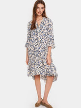 Load image into Gallery viewer, Saint Tropez Eda Creme Backyard Floral Elbow Fluted Sleeve Tiered Printed Dress - Boutique on the Green