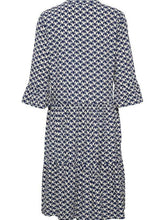 Load image into Gallery viewer, Saint Tropez Eda Patriot Blue Graphic Print Fluted Elbow Sleeve Tiered Printed Dress - Boutique on the Green